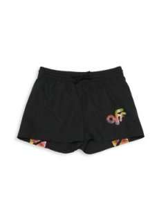 Little Boy's & Boy's Off Watercolor Logo Swim Shorts
